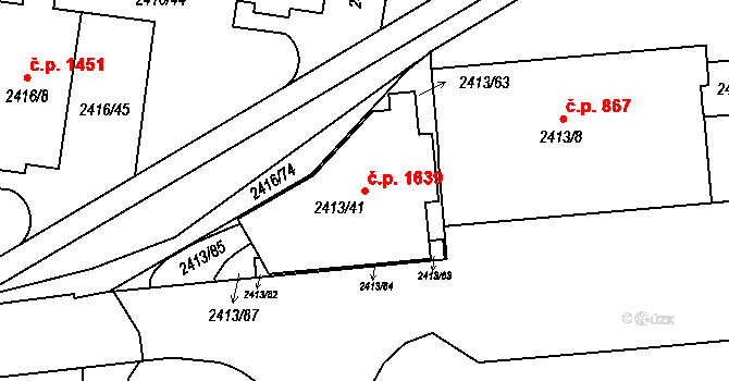 Hostivař 1639, Praha na parcele st. 2413/41 v KÚ Hostivař, Katastrální mapa