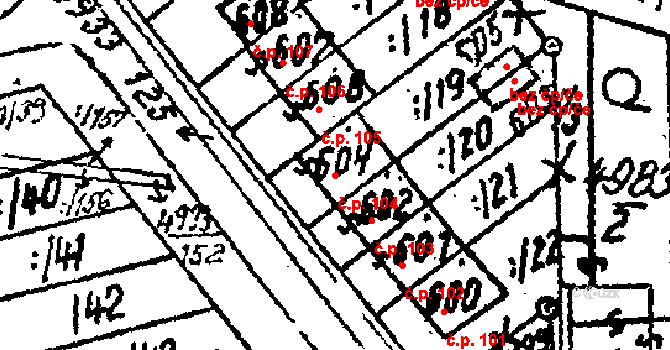 Pasohlávky 104 na parcele st. 604 v KÚ Pasohlávky, Katastrální mapa