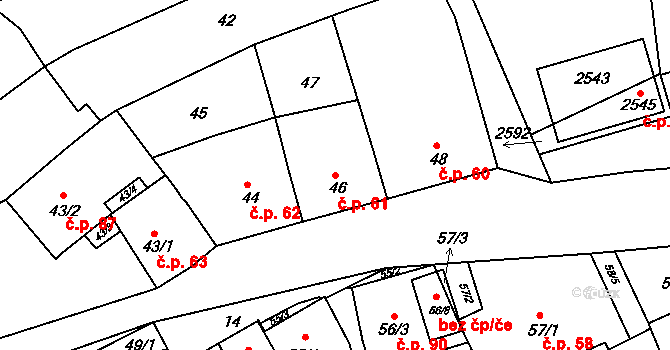 Smolín 61, Pohořelice na parcele st. 46 v KÚ Smolín, Katastrální mapa