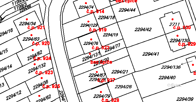 Koryčany 918 na parcele st. 2294/2 v KÚ Koryčany, Katastrální mapa