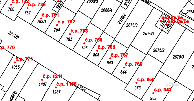 Bystřice pod Hostýnem 766 na parcele st. 808 v KÚ Bystřice pod Hostýnem, Katastrální mapa