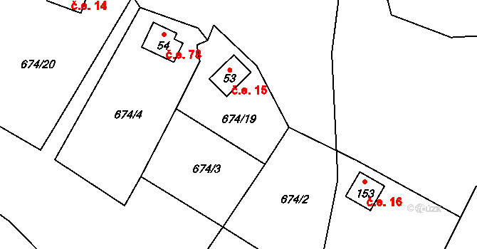 Pulovice 15, Šemnice na parcele st. 53 v KÚ Pulovice, Katastrální mapa