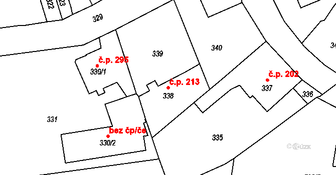 Vrkoslavice 213, Jablonec nad Nisou na parcele st. 338 v KÚ Vrkoslavice, Katastrální mapa