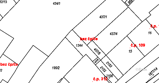 Sezemice 120978997 na parcele st. 1344 v KÚ Sezemice nad Loučnou, Katastrální mapa