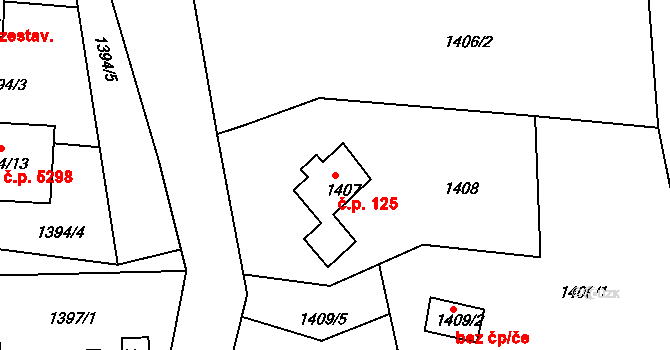 Mšeno nad Nisou 125, Jablonec nad Nisou na parcele st. 1407 v KÚ Mšeno nad Nisou, Katastrální mapa