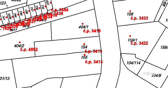Jihlava 3414 na parcele st. 154 v KÚ Bedřichov u Jihlavy, Katastrální mapa