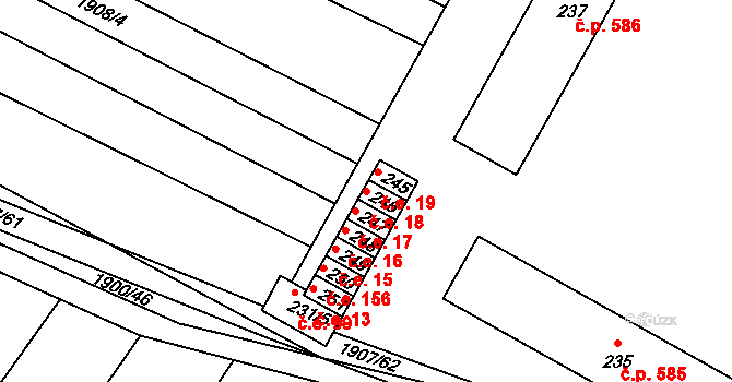 Lužice 18 na parcele st. 246 v KÚ Lužice u Hodonína, Katastrální mapa
