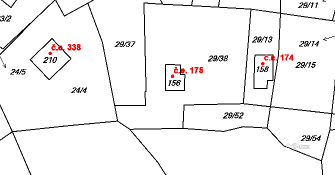 Rounek 175, Vyskytná nad Jihlavou na parcele st. 156 v KÚ Rounek, Katastrální mapa