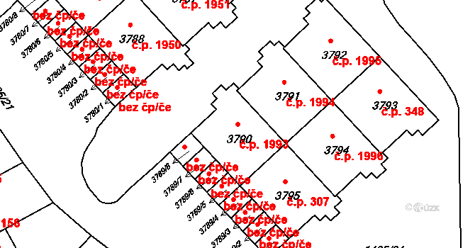 Šumperk 1993 na parcele st. 3790 v KÚ Šumperk, Katastrální mapa