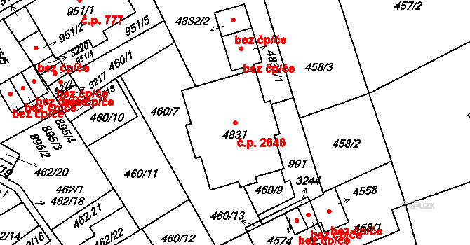 Šumperk 2646 na parcele st. 4831 v KÚ Šumperk, Katastrální mapa