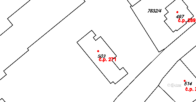 Slavonice 271 na parcele st. 503 v KÚ Slavonice, Katastrální mapa
