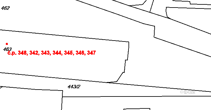 Děčín III-Staré Město 342,343,344,345,346,, Děčín na parcele st. 463 v KÚ Děčín-Staré Město, Katastrální mapa
