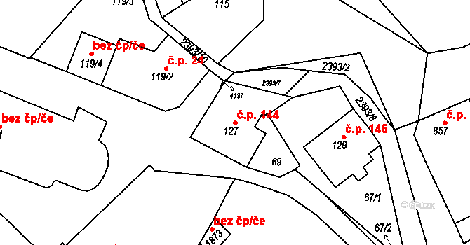 Lomnice nad Popelkou 144 na parcele st. 127 v KÚ Lomnice nad Popelkou, Katastrální mapa