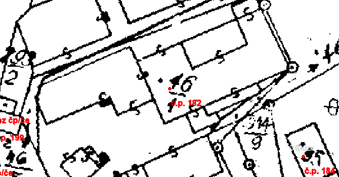 Velká Kraš 182 na parcele st. 46/1 v KÚ Hukovice u Velké Kraše, Katastrální mapa