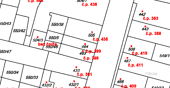 Libochovice 399 na parcele st. 464 v KÚ Libochovice, Katastrální mapa