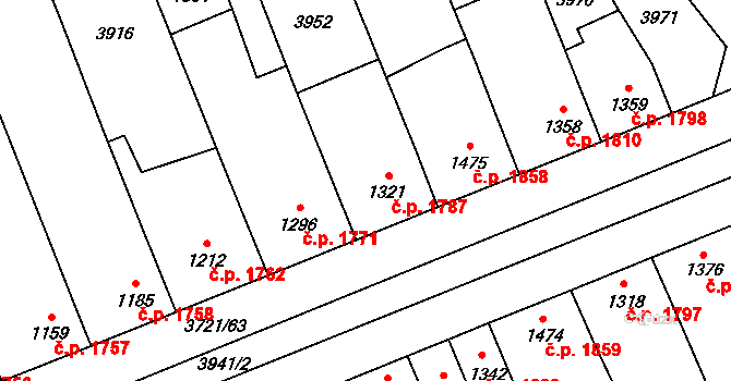 Břeclav 1787 na parcele st. 1321 v KÚ Břeclav, Katastrální mapa