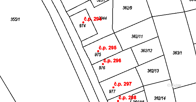 Plzeňské Předměstí 295, Rokycany na parcele st. 975 v KÚ Rokycany, Katastrální mapa