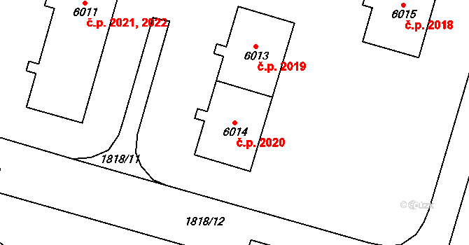 Cheb 2020 na parcele st. 6014 v KÚ Cheb, Katastrální mapa