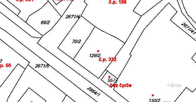 Černilov 332 na parcele st. 129/2 v KÚ Černilov, Katastrální mapa