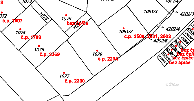 Vinohrady 2294, Praha na parcele st. 1078 v KÚ Vinohrady, Katastrální mapa