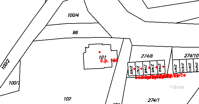 Liberec XI-Růžodol I 109, Liberec na parcele st. 101 v KÚ Růžodol I, Katastrální mapa