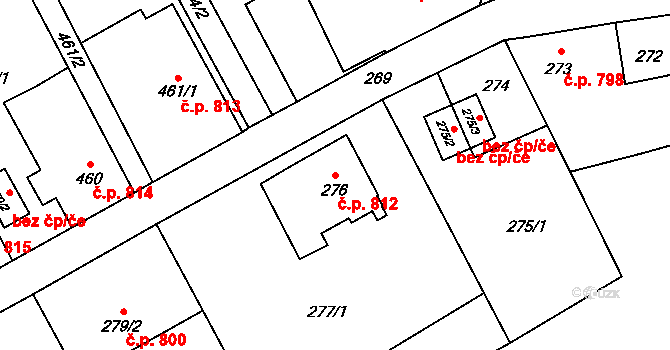 Fryštát 812, Karviná na parcele st. 276 v KÚ Karviná-město, Katastrální mapa