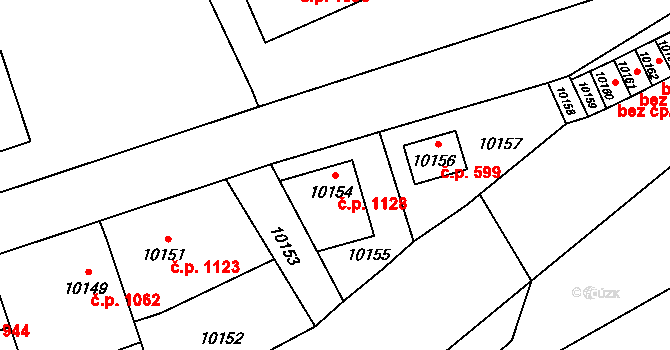 Vsetín 1128 na parcele st. 10154 v KÚ Vsetín, Katastrální mapa