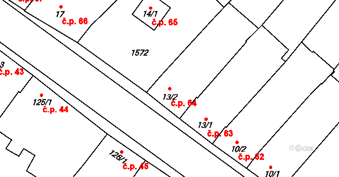 Držovice 64 na parcele st. 13/2 v KÚ Držovice na Moravě, Katastrální mapa