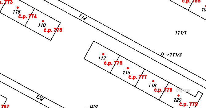 Šumbark 776, Havířov na parcele st. 117 v KÚ Šumbark, Katastrální mapa