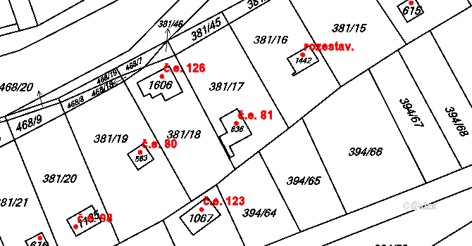Horoměřice 81 na parcele st. 836 v KÚ Horoměřice, Katastrální mapa