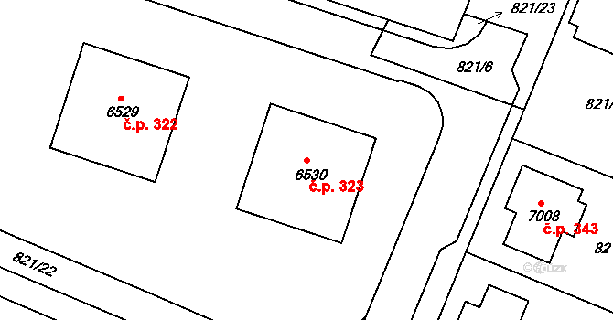Václavské Předměstí 323, Písek na parcele st. 6530 v KÚ Písek, Katastrální mapa