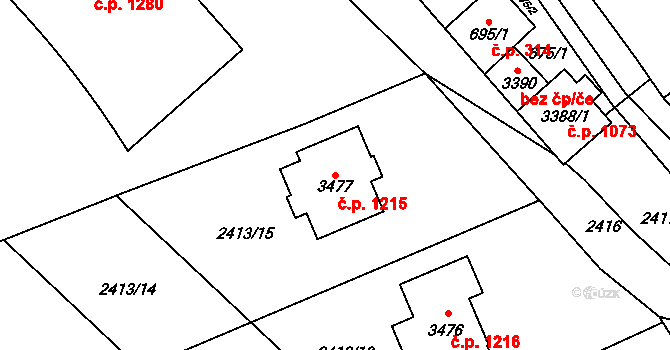 Litomyšl-Město 1215, Litomyšl na parcele st. 3477 v KÚ Litomyšl, Katastrální mapa