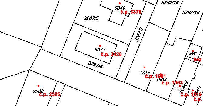 Břeclav 3426 na parcele st. 5977 v KÚ Břeclav, Katastrální mapa