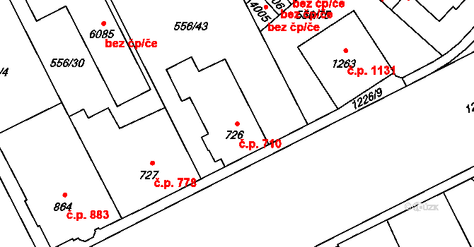 Zábřeh 710, Ostrava na parcele st. 726 v KÚ Zábřeh nad Odrou, Katastrální mapa