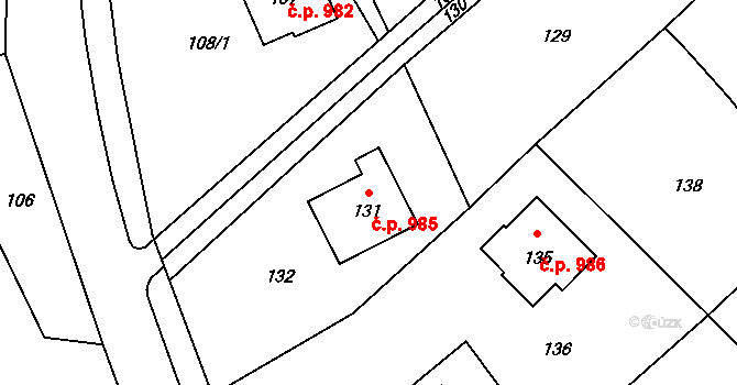 Polanka nad Odrou 985, Ostrava na parcele st. 131 v KÚ Polanka nad Odrou, Katastrální mapa