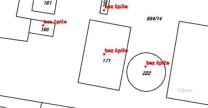 Bystřice 43056997 na parcele st. 171 v KÚ Nesvačily u Bystřice, Katastrální mapa