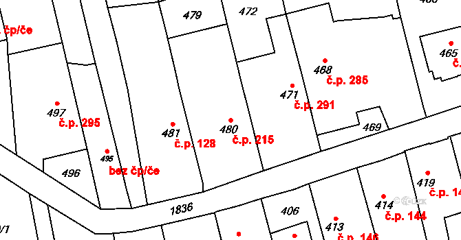 Kylešovice 215, Opava na parcele st. 480 v KÚ Kylešovice, Katastrální mapa