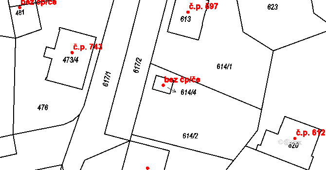 Hronov 46499997 na parcele st. 614/4 v KÚ Hronov, Katastrální mapa
