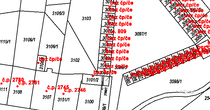 Chomutov 49902997 na parcele st. 3082 v KÚ Chomutov II, Katastrální mapa