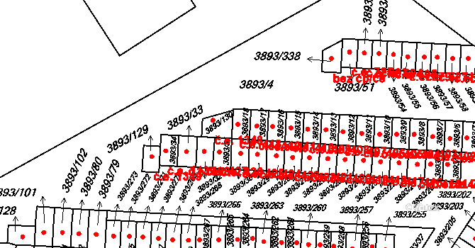 Jindřichův Hradec III 413, Jindřichův Hradec na parcele st. 3893/18 v KÚ Jindřichův Hradec, Katastrální mapa