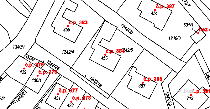 Brandýs nad Orlicí 384 na parcele st. 456 v KÚ Brandýs nad Orlicí, Katastrální mapa