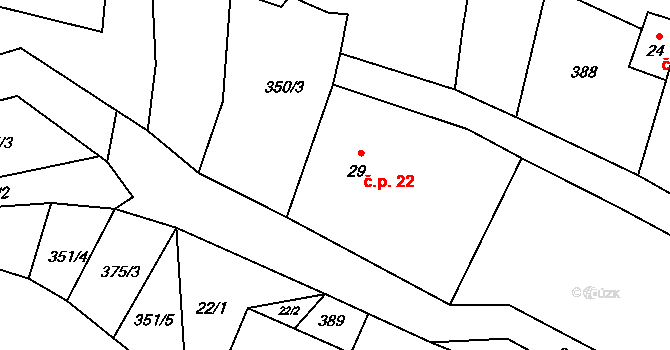 Drchkov 22, Dřínov na parcele st. 29 v KÚ Drchkov, Katastrální mapa