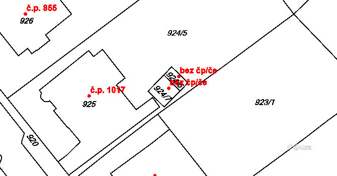 Chomutov 78935997 na parcele st. 924/7 v KÚ Chomutov I, Katastrální mapa