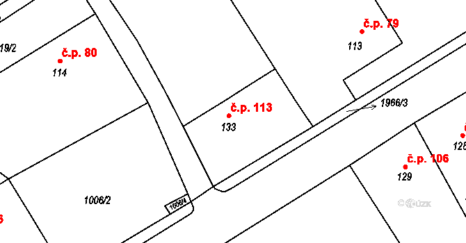 Lubojaty 113, Bílovec na parcele st. 133 v KÚ Lubojaty, Katastrální mapa