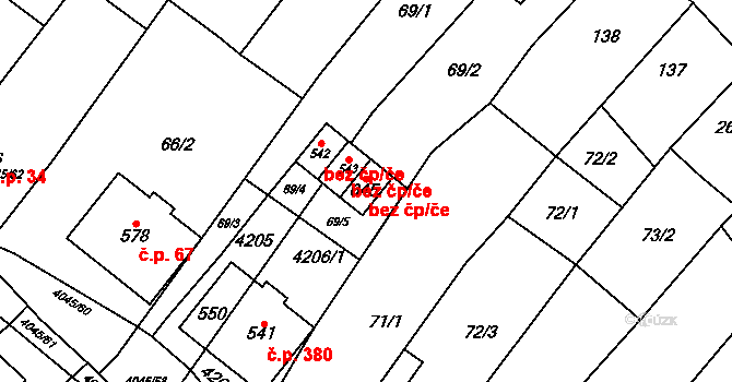 Boleradice 89500997 na parcele st. 645 v KÚ Boleradice, Katastrální mapa