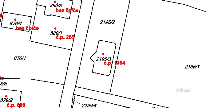 Liberec XIV-Ruprechtice 1364, Liberec na parcele st. 2195/3 v KÚ Ruprechtice, Katastrální mapa