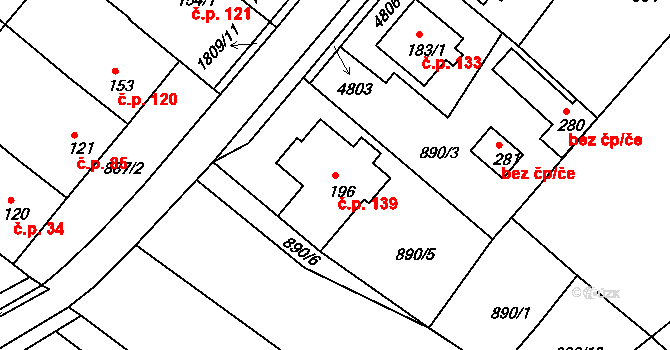 Dobrotice 139, Holešov na parcele st. 196 v KÚ Dobrotice, Katastrální mapa