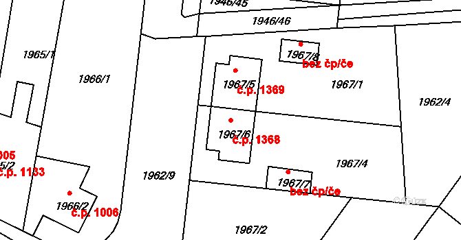 Holešov 1368 na parcele st. 1967/6 v KÚ Holešov, Katastrální mapa