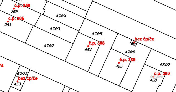 Přerov II-Předmostí 388, Přerov na parcele st. 454 v KÚ Předmostí, Katastrální mapa
