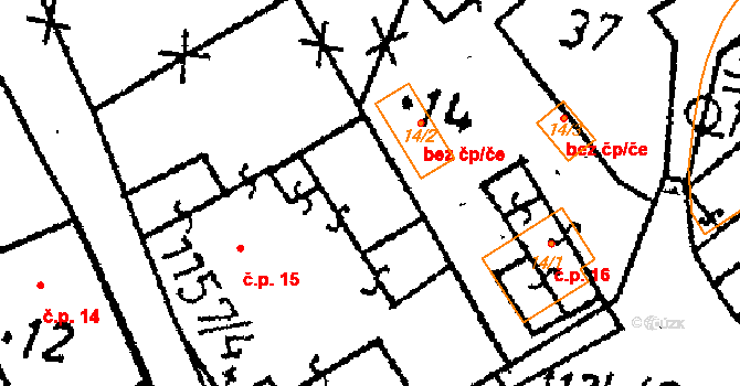 Klucké Chvalovice 15, Zbýšov na parcele st. 13 v KÚ Klucké Chvalovice, Katastrální mapa